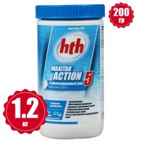 Многофункциональные таблетки стабилизированного хлора 5 в 1 HTH 1,2 кг по 200 гр maxitab action 5